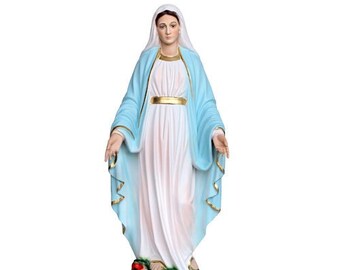 Statue of the Miraculous Madonna cm 80 (31.49 inches) in hand-decorated resin with painted or glass eyes, handcrafted in Italy