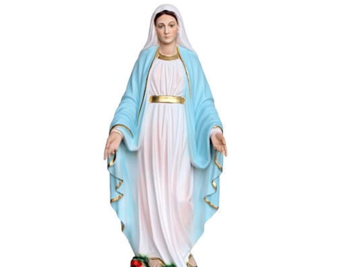 Statue of the Miraculous Madonna cm 80 (31.49 inches) in hand-decorated resin with painted or glass eyes, handcrafted in Italy