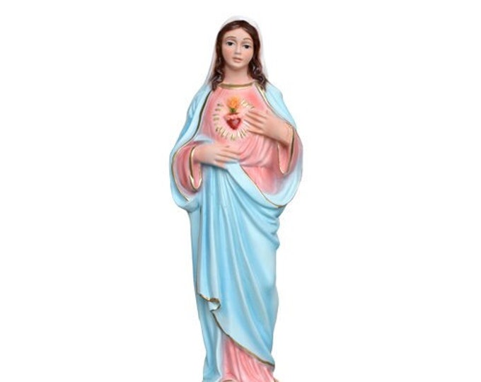 Statue of the Madonna Sacred Heart of Mary 28 cm (11.02 inches) in hand-decorated resin, Italian artisan production