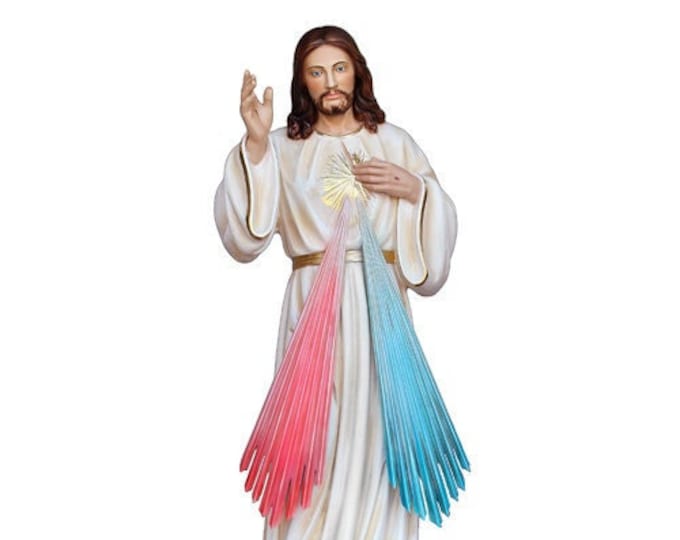 Statue of Merciful Jesus cm 80 (31,49 inches) in hand-decorated resin, painted eyes or glass, of Italian handcrafted production