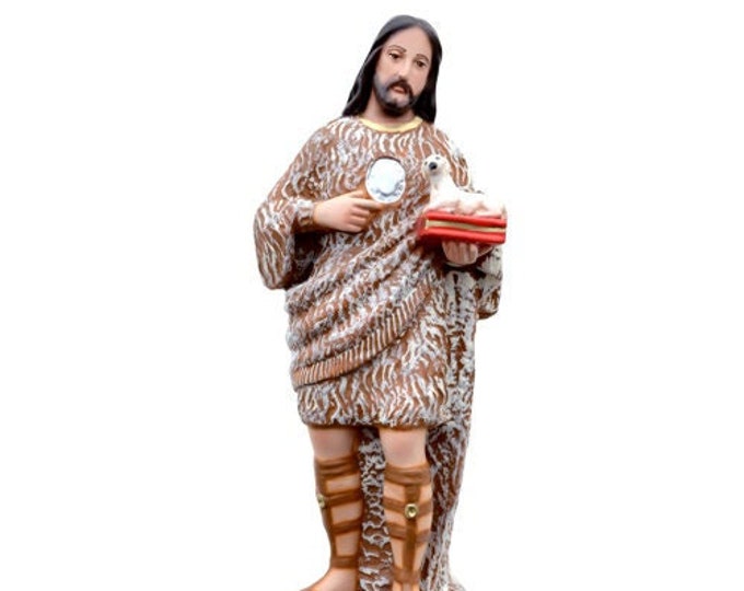 Statue of St. John the Baptist cm 40 (15,74 inches) in resin marble decorated by hand of Italian artisan production
