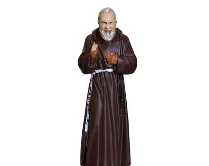 Statue of Saint Padre Pio of Pietrelcina cm 30 (11.81 inches) in marble resin decorated by hand, handcrafted in Italy