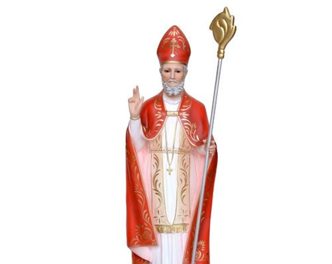Statue of San Biagio cm 75 (29,52 inches) in hand-decorated glass resin, painted or glass eyes, of Italian artisanal production