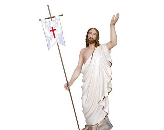 Statue of Jesus Christ Risorto cm 85 (33,46 inches) in hand-decorated resin, painted eyes or glass, of Italian handcrafted production