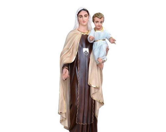 Statue of the Madonna del Carmine cm 100 (39,37 inches) in hand-decorated resin painted eyes or glass, of Italian artisan production