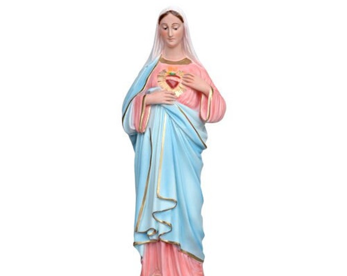 Statue of the Madonna Sacro Cuore di Maria cm 40 (15,75 inches) in resin decorated by hand of Italian artisan production
