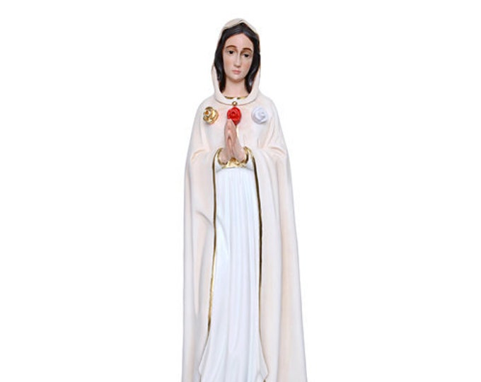 Statue of Madonna Maria Rosa Mistica cm 70 (27,55 inches) in hand-decorated resin, painted eyes or glass, of Italian production