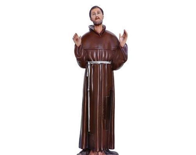 Statue of St. Francis of Assisi cm 85 (33,46 inches) in hand-decorated resin painted eyes or glass of Italian handcrafted production