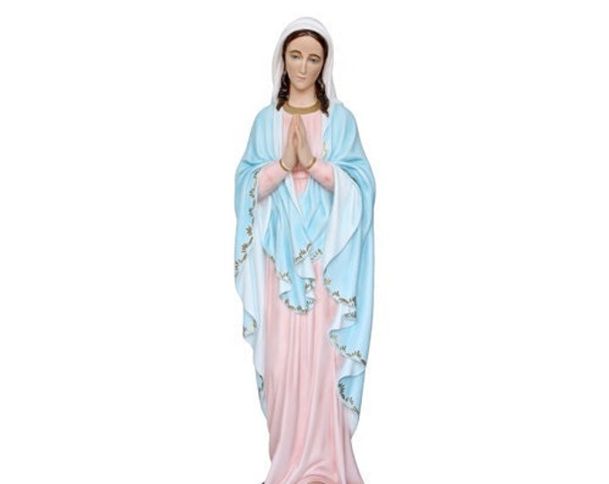 Miraculous Madonna statue cm 105 (41,33 inches) in hand-decorated resin marble painted eyes or glass, of Italian handcrafted production