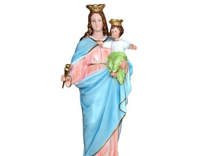 Statue of our Lady Help of Christians cm 45 (17,71 inches) in resin decorated by hand of Italian artisan production