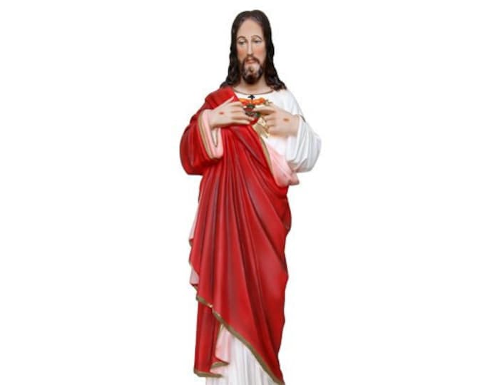 Statue of Jesus Sacred Heart cm 40 (15,74 inches) in resin decorated by hand of Italian artisan production