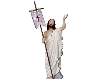 Statue of Jesus Christ Risen in hand-decorated resin, Italian artisan production