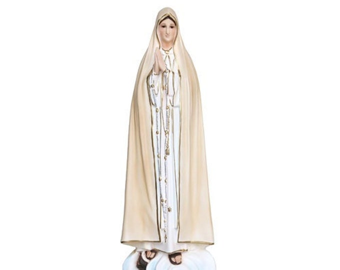 Statue of Our Lady of Fatima cm 60 (23,62 inches) in hand-decorated resin painted eyes or glass, of Italian handcrafted production