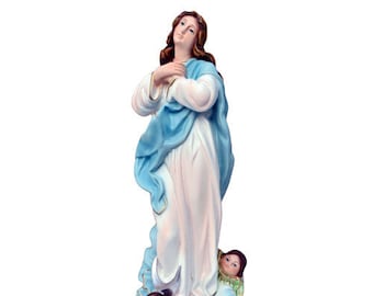 Statue of the Immaculate Madonna Conception cm 30 (11.81 inches) in hand-decorated resin of Italian craftsmanship