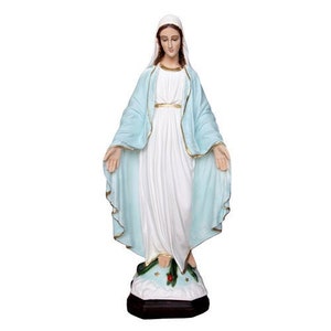 Statue of the Miraculous Madonna cm 46 ( 18,11 inches) in hand decorated resin of Italian artisan production