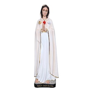 Statue of Madonna Maria Rosa Mistica cm 70 (27,55 inches) in hand-decorated resin, painted eyes or glass, of Italian production