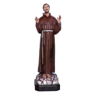 Statue of St. Francis of Assisi cm 85 (33,46 inches) in hand-decorated resin painted eyes or glass of Italian handcrafted production
