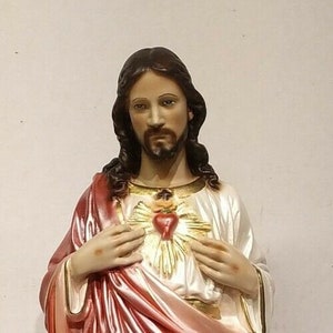 Statue of Jesus Sacred Heart cm 40 (15.74 inches) in pearl resin decorated by hand, Italian artisan production