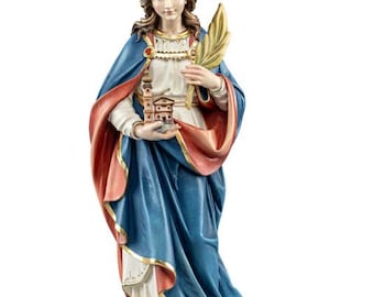 Statue of Saint Emma carved in Valgardena wood and hand-decorated, Italian artisan production, various sizes and decorations