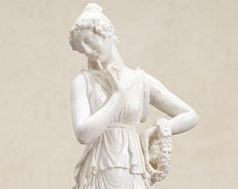 ミラー/鏡 カノーヴァ作 踊り子 白大理石粉仕上げ 石膏 彫像 スペイン製