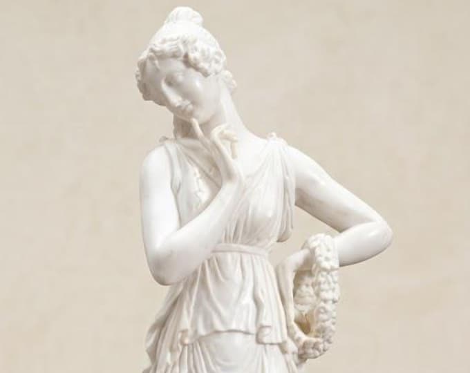 Classic sculpture "Ballerina del Canova" in alabaster powder, marble base, 65 cm (25.59 inches) of Italian artisan production.