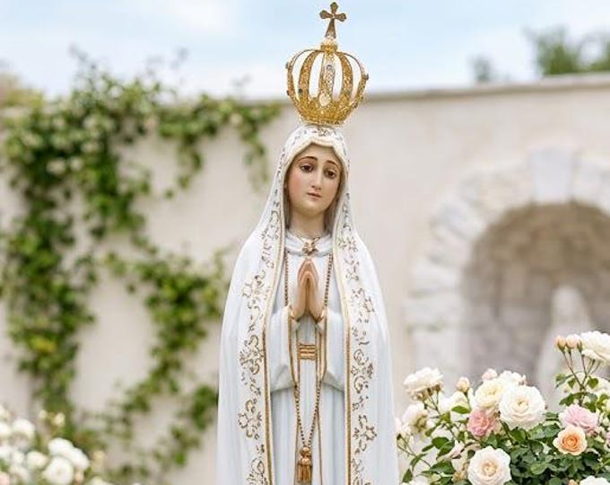 Statue of Our Lady of Fatima 69 cm (27.16 inches), made of resin and entirely hand-decorated, artisanal production