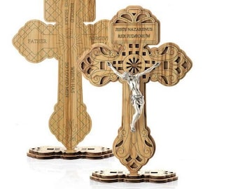 Cross of Forgiveness, made of national olive wood and metal body, various sizes available, of Italian artisan production
