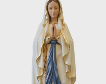Statue of Our Lady of Lourdes, 60 cm (23.62 inches), hand-decorated fiberglass, for indoors and outdoors, Italian artisan production