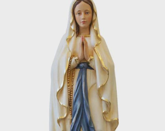 Statue of Our Lady of Lourdes, 60 cm (23.62 inches), hand-decorated fiberglass, for indoors and outdoors, Italian artisan production