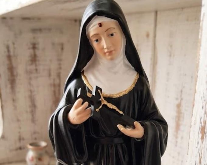 Statue of Saint Rita of Cascia 30 cm (11.81 inches) in marble resin full decorated by hand, Italian artisan production