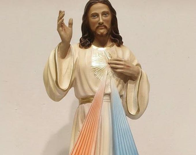 Statue of Merciful Jesus 30 cm (11.81 inches) in hand-decorated resin, Italian artisan production