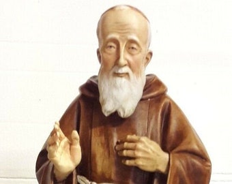 Statue of Saint Leopold Mandic cm 60 (23.62 inches) in marble resin hand decorated, Italian artisan production