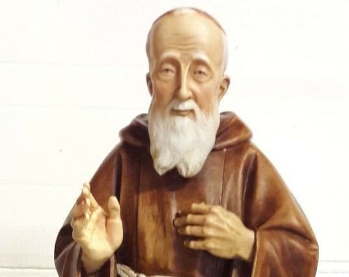 Statue of Saint Leopold Mandic 60 cm (23.62 inches) in hand-decorated resin marble, Italian artisan production