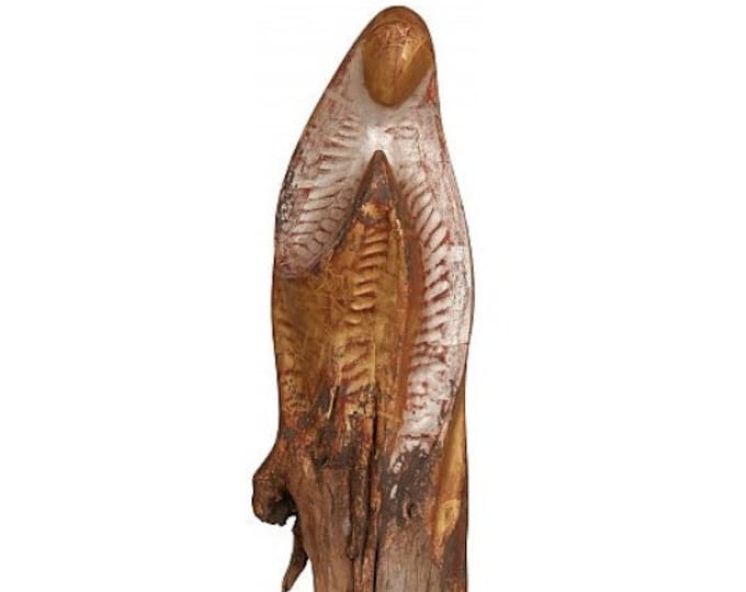 Sculpture of the Madonna of Meditation, carved in hand-decorated Valgardena wood root, of Italian artisan production