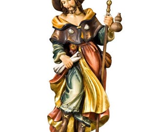 Statue of Saint James of Compostela carved in Valgardena wood and hand-decorated, Italian artisan production, various sizes