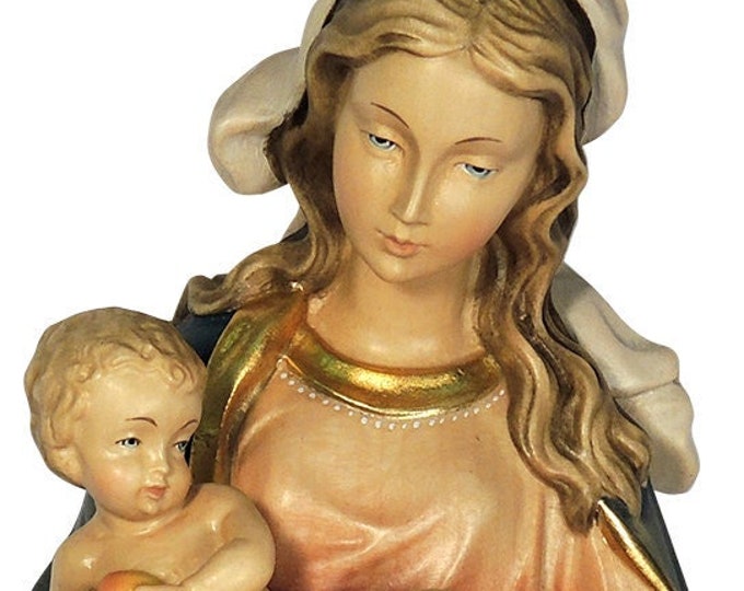 Sculpture Madonna and child to hang carved in wood of Valgardena hand-decorated handcrafted production various sizes available