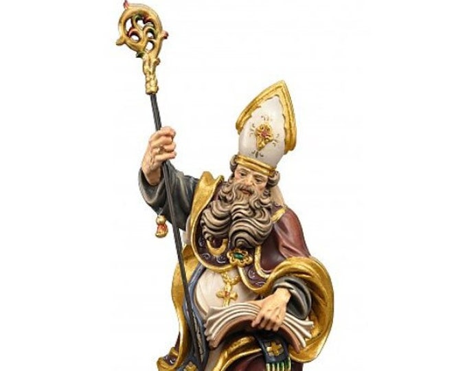 Statue of San Desiderio carved in Valgardena wood and decorated by hand, of Italian artisan production