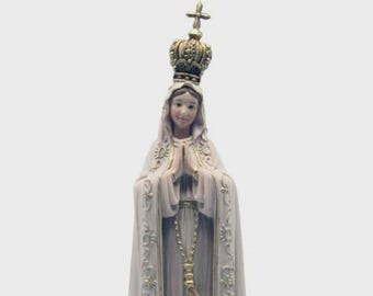 Statue of Our Lady of Fatima 15 cm (5.91 inches) in Valgardena wood pulp, hand-decorated, Italian artisan production