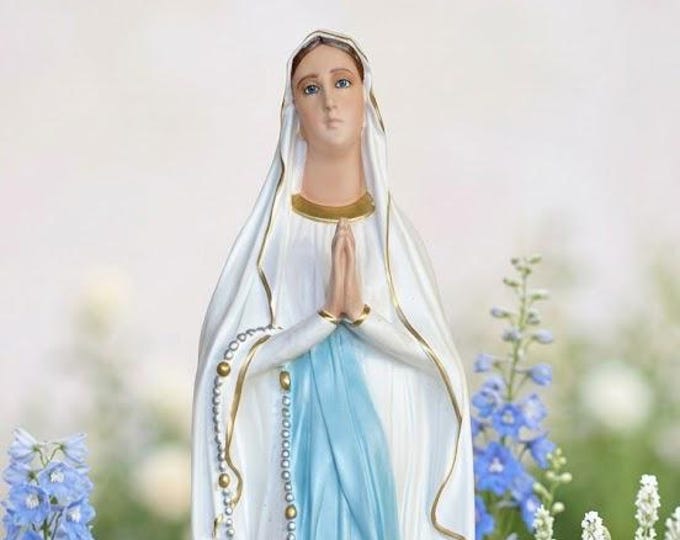 Statue of Our Lady of Lourdes 73 cm (28.74 inches) in hand-decorated marble resin, Italian artisan production