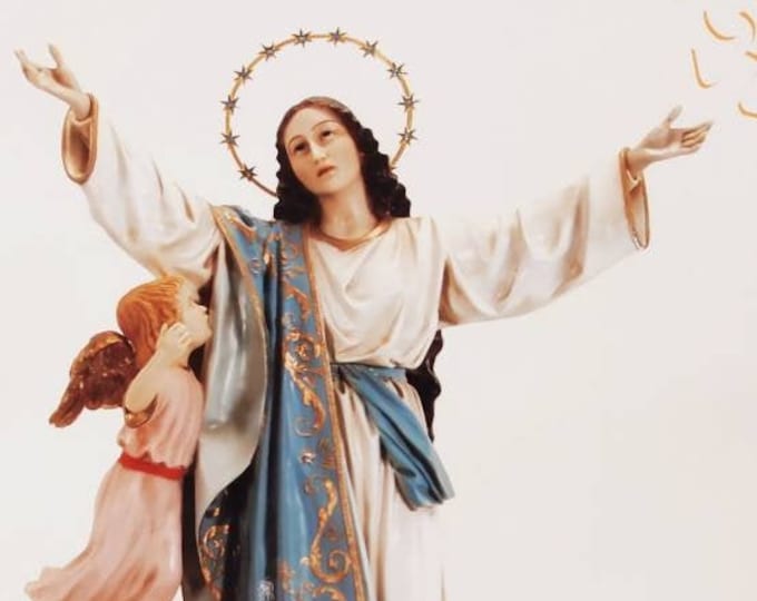 Statue of Our Lady Immaculate Conception Assumed at Murillo cm 77 (30,31 inches) in hand-decorated resin of handcrafted production
