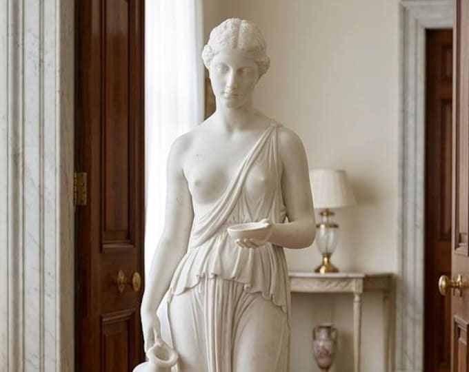 Classical sculpture "Roman Vestal Hebe" made of alabaster powder, 83 cm (32.67 inches) Made in Italy