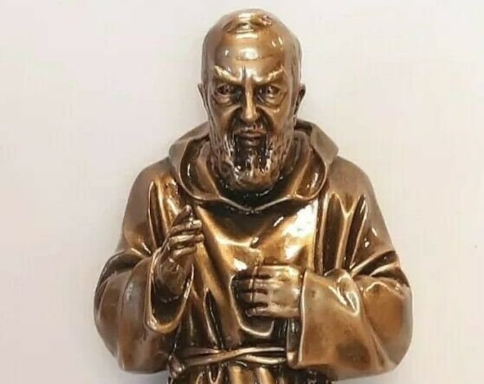 Statue of Saint Padre Pio from Pietrelcina 60 cm (23.62 inches) in hand-decorated resin with bronze effect, Italian artisan production