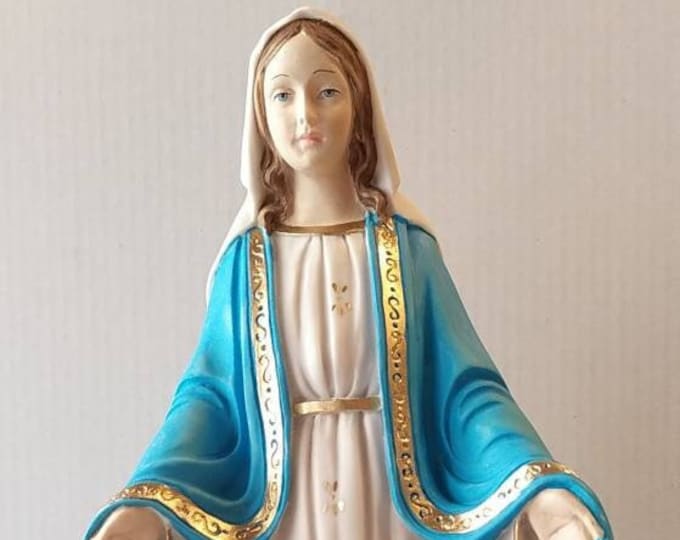 Statue of the Miraculous Madonna cm 42 (16,53 inches) in resin marble decorated by hand of Italian artisan production