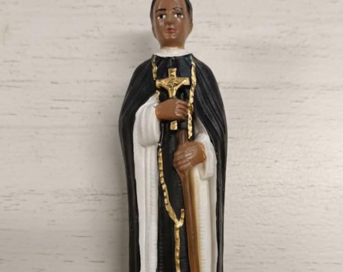 Statue of Saint Martin of Porres 20 cm (7.87 inches) in marble resin full decorated by hand, Italian artisan production