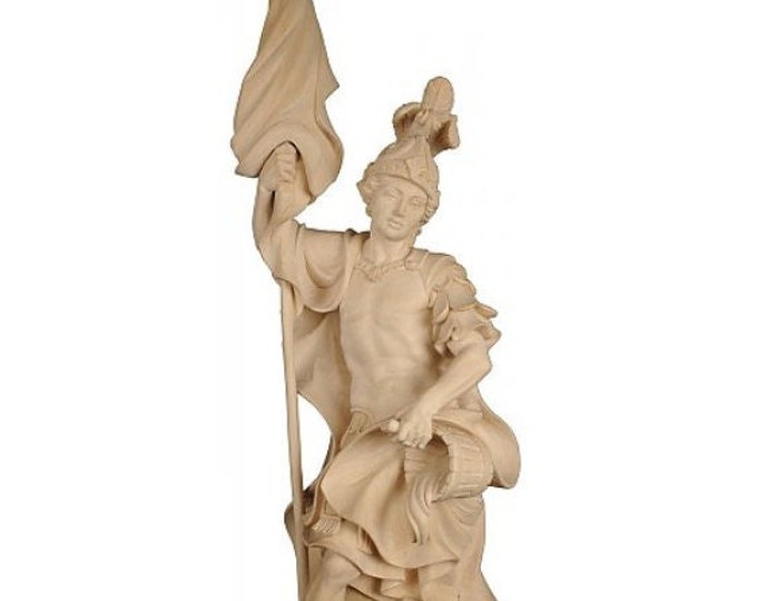 Statue of San Floriano carved in Valgardena wood and decorated by hand, of Italian artisan production