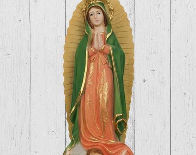 Statue of Our Lady of Guadalupe 20 cm (7.87 inches) in marble resin full hand decorated, Italian artisan production