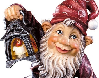 Statue of the Guardian Gnome carved in Valgardena wood and hand-decorated, of Italian artisan production
