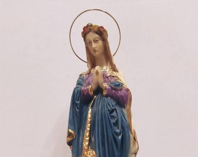 Statue of the Immaculate Conception Madonna cm 33 x 13 (12.99 x 5.11 inches) in hand-decorated resin, artisanal production