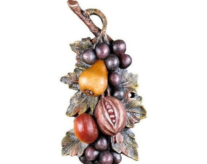 Sculpture composition of Harvest fruit, carved in Valgardena wood, decorated by hand, of Italian artisan production