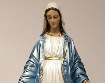 奇跡の聖母像 46 cm (18.11 インチ) 樹脂製、真珠装飾、イタリア製手作り